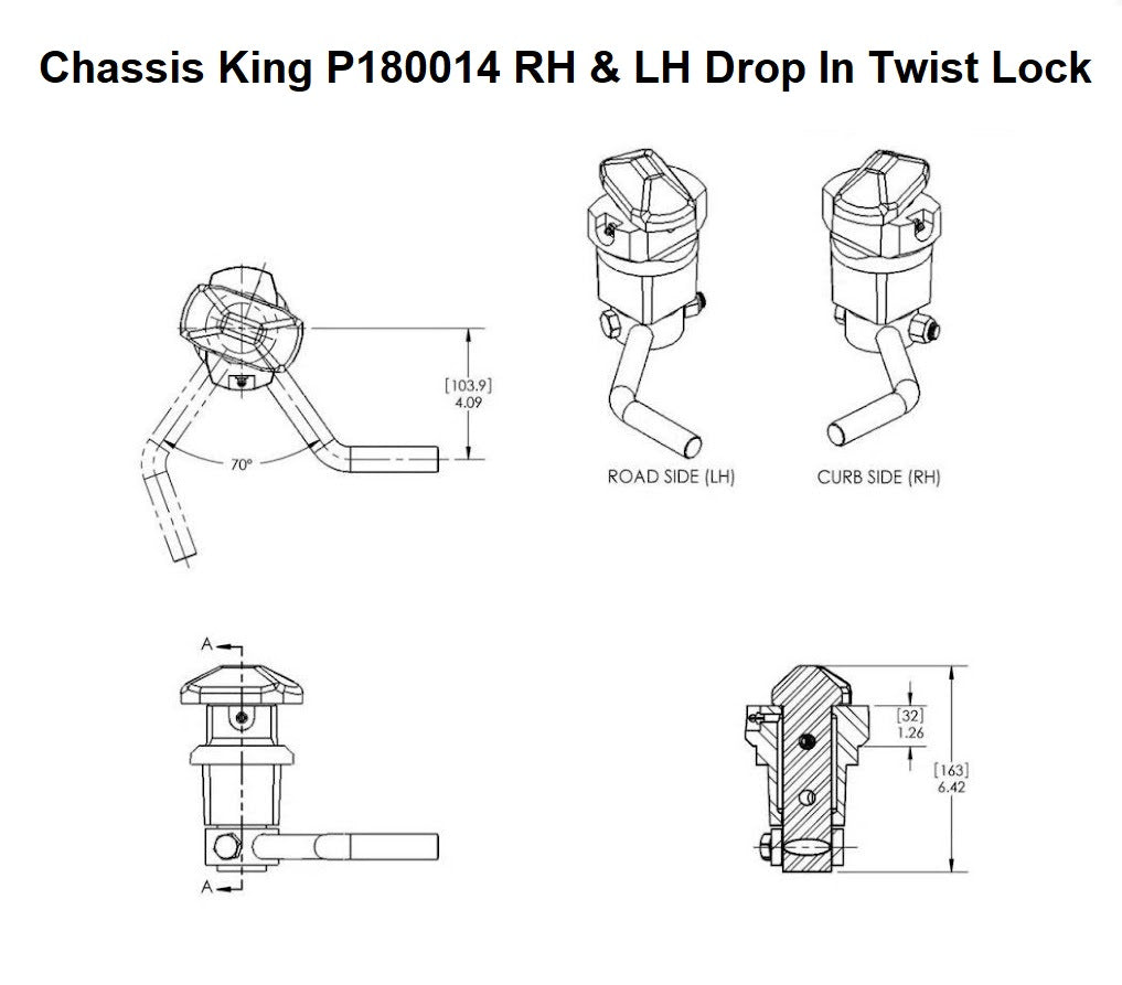 Non-Retractable Drop In Container Twist Lock diagram