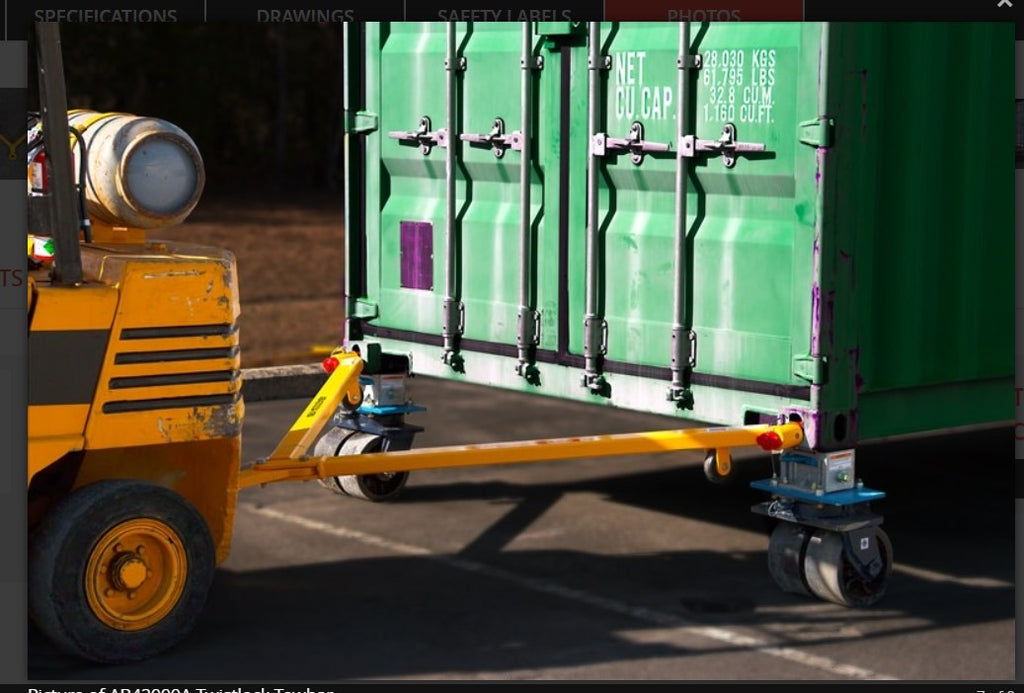Towbar for towing ISO Containers